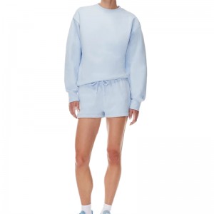 ECOGARMENTS Relaxed Crew-neck Sweatshirt with Shorts Style,  In Fleece, Terry Fabric