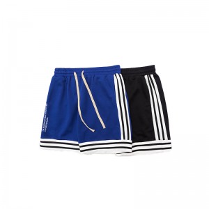 Side Stripe Men’s Elastic Waist Tie Loose Sports Shorts