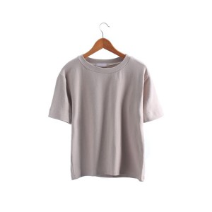 Летни празни маици со органски памук со кратки ракави за жени за Џерси коноп