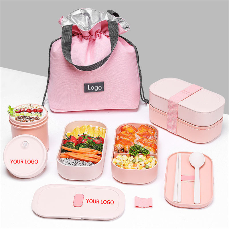 Custom Lunch Bags, Boxes & Totes Stackable Bamboo Fiber Bento Box