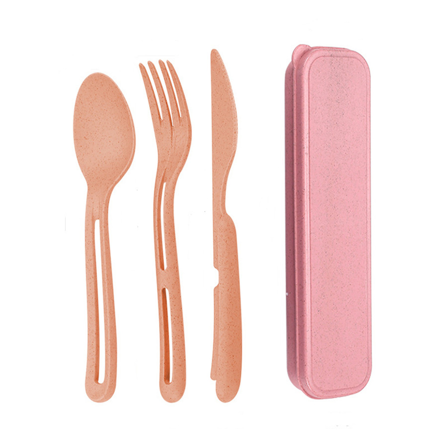 4 Portable Plastic Travel Cutlery Set With Case For Camping Picnic,  Reusable Spoon Fork Sets For Outdoor Tableware, Eco Friendly, Beige Green  Pink Blu