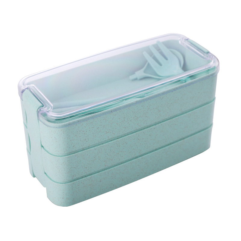 3 layers BPA free wheat straw plastic kids school bento lunch box food container Featured Image