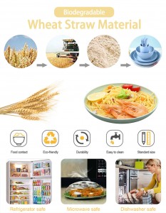 Wheat Straw Dinnerware Sets Unbreakable Plates Sets Lightweight Wheat Straw Bowls and Plates Set with CutleryS