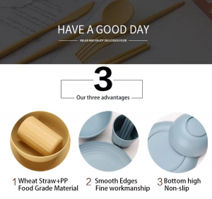 Wheat Straw Dinnerware Sets Unbreakable Plates Sets Lightweight Wheat Straw Bowls and Plates Set with CutleryS