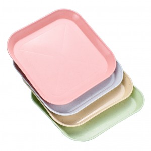 New Arrival Cheap Reusable Kitchen Simple square Plastic Microwave Biodegradable Wheat Straw Fiber Dish Plates for Restaurants