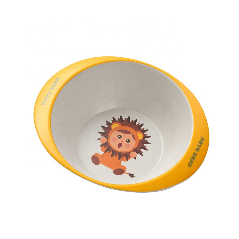 Healthy skid resistant bamboo fiber tableware for baby high quality anti ironing cartoon children's rice bowl