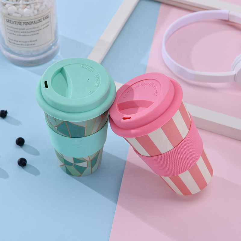 Creative biodegradable mug silicone cover anti perm coffee cup silicone cover leakproof portable water cup