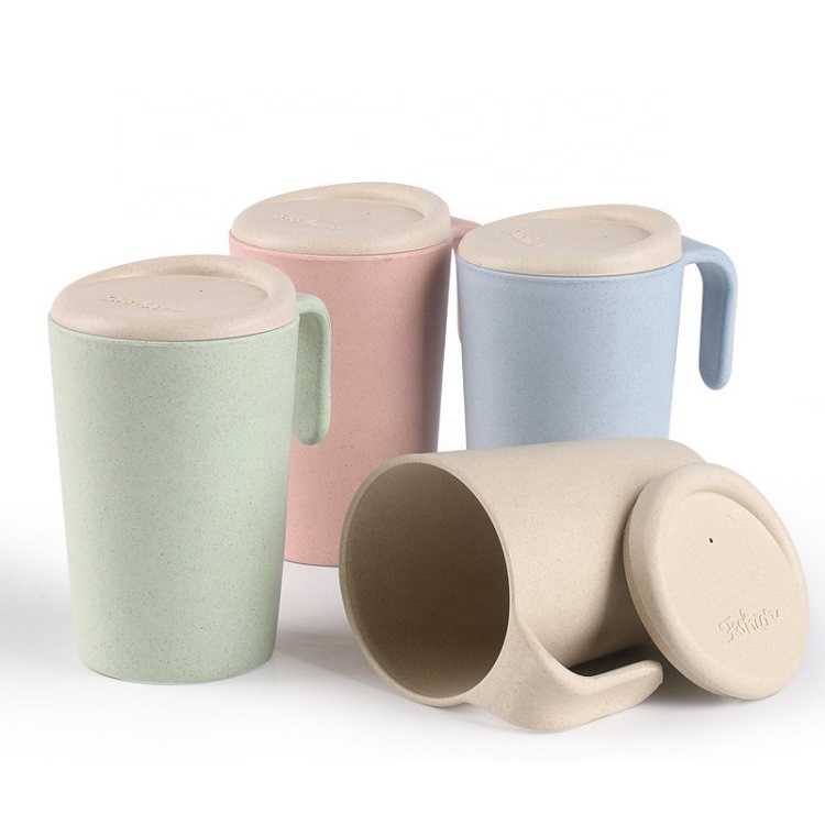 OEM China Disapboel Coffee Cups - Wheat straw portable environmental protection cup pure color simple fashion creative multifunctional handle cup – Naike