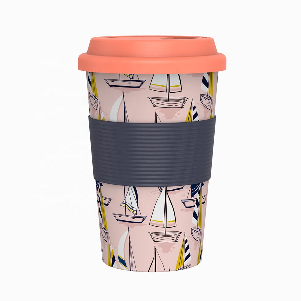 With lid durable environmental protection mug silicone sleeve anti-slip anti-scalding portable milk cup