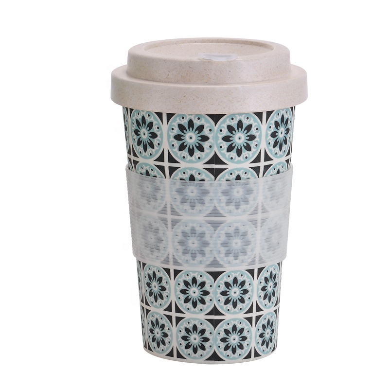 Fashionable bamboo fiber delicate coffee cup with cover and leakproof silicone water bottle cover Featured Image