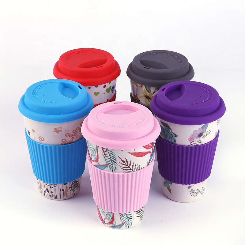 China Wholesale Biodegradable Bento Box Factories - Bamboo fiber creative pattern coffee cup thickened silica gel cover anti ironing with cover water cup – Naike
