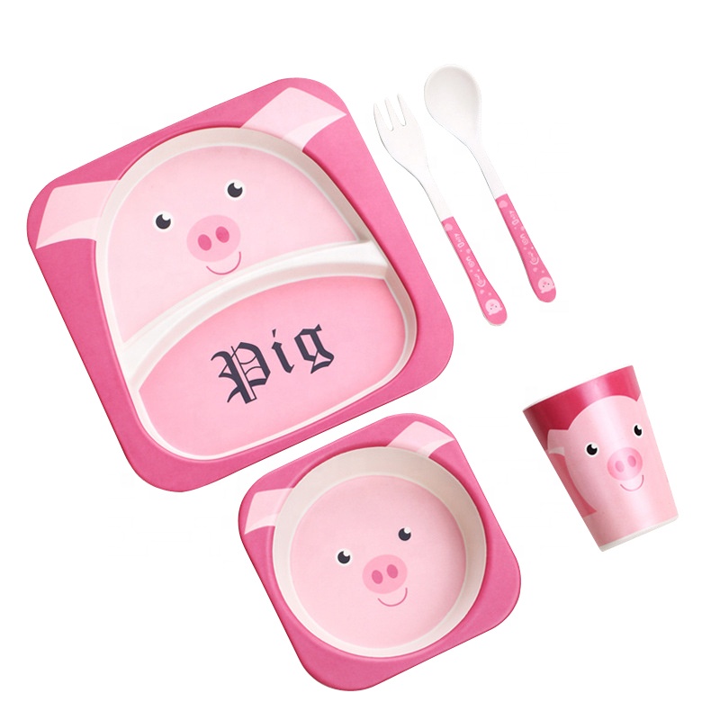 China Wholesale Pla Food Container Manufacturers - Anti skid degradable bamboo fiber baby tableware set cartoon fashion environmental protection plate – Naike