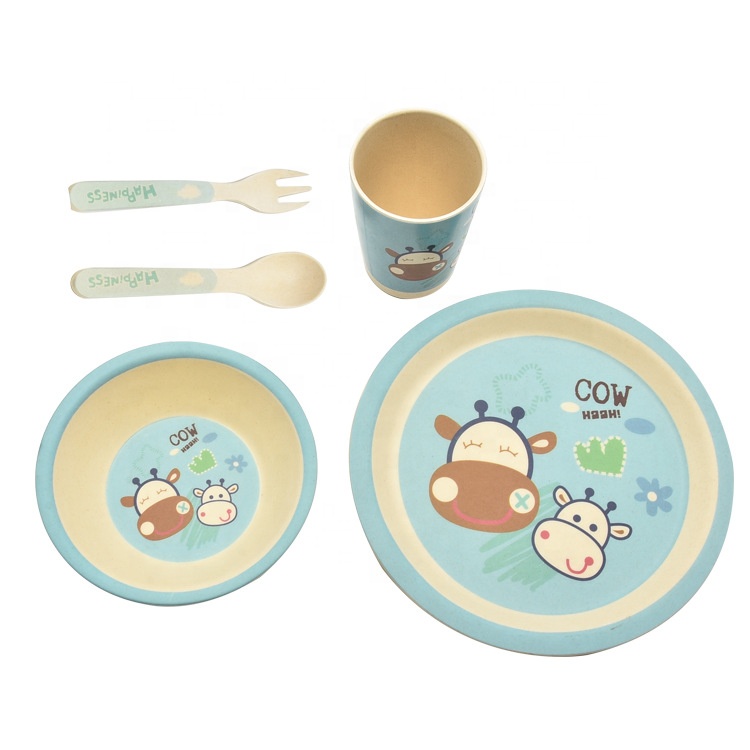 High Quality OEM Kids Plates Set Manufacturers - Cartoon slip resistant shatterproof bamboo fiber tableware set is delicate durable environment friendly and degradable – Naike detail pictures