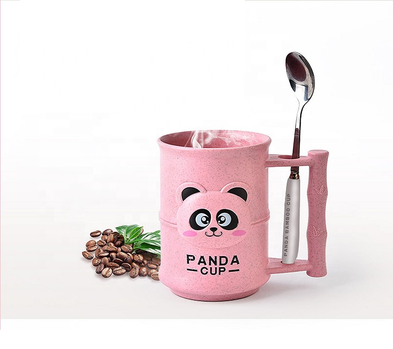 China Wholesale Wheat Straw Pill Box Pricelist - Three dimensional bamboo coffee cup cartoon panda biodegradable mouthwash cup anti hot and anti-fall water cup – Naike
