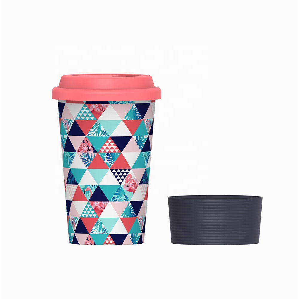 Fashion silicone sleeve non slip anti scalding coffee cup safe degradable green milk cup portable durable cup