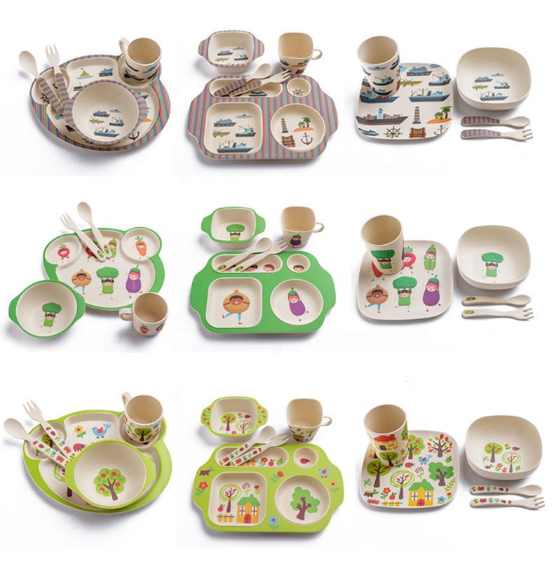 Children's tableware set environmental protection degradable creative cartoon kindergarten meal bowl