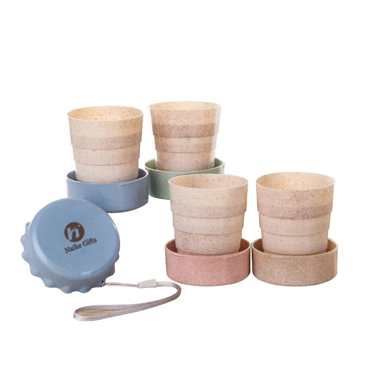Best selling products natural eco friendly reusable biodegradable material wheat straw plastic collapsable cup for travel Featured Image