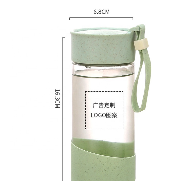 Custom natural eco friendly reusable biodegradable products wheat straw fiber glass cup with lid for travel