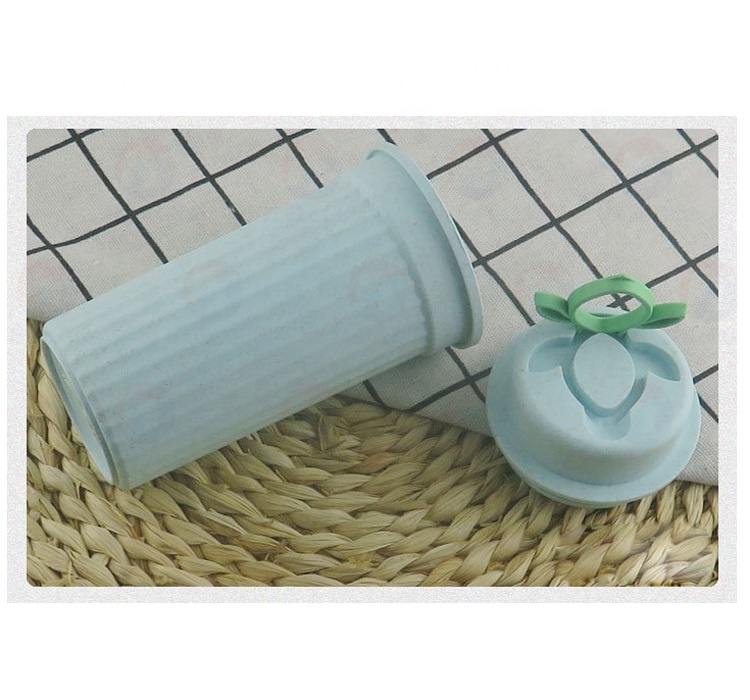 Portable sealed water cup with wheat straw fashionable leakproof handy cup lovely couple water cup
