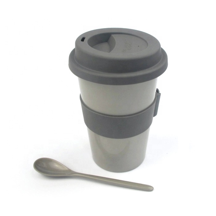 Professional China Composatble Pla Mug - High quality outdoors portable biodegradable reusable pla bamboo fiber coffee mug with spoon – Naike Featured Image