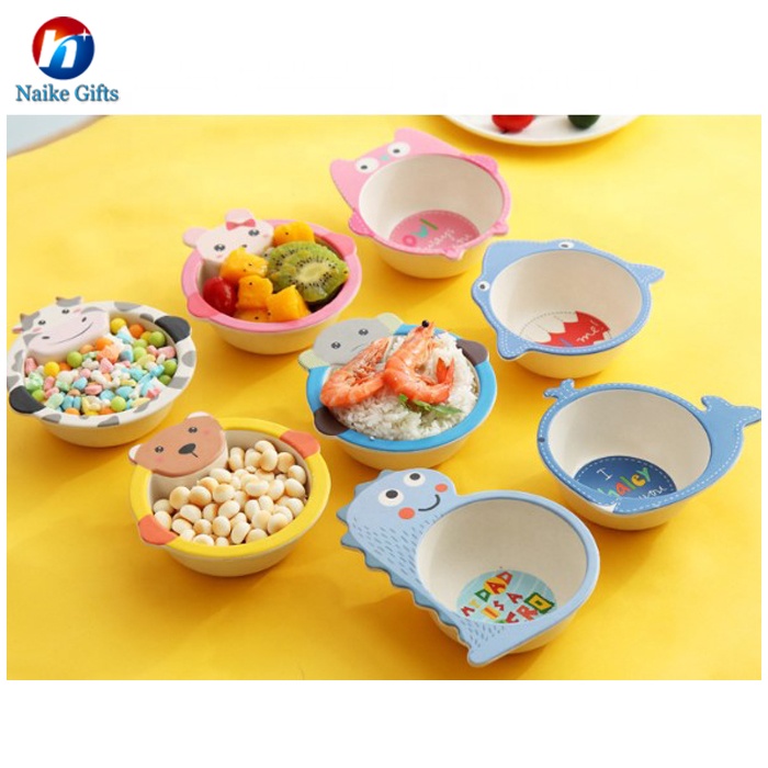 Custom natural eco-friendly reusable biodegradable plastics pla wheat bamboo fiber bowl plate lunch box tableware for baby