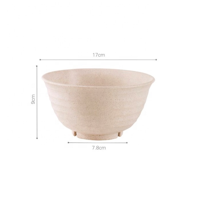Wheat straw skid resistant food bowl large capacity solid color fashion breakfast bowl for children