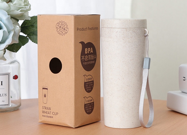Custom natural eco friendly reusable biodegradable plastic pla wheat straw fiber water bottles