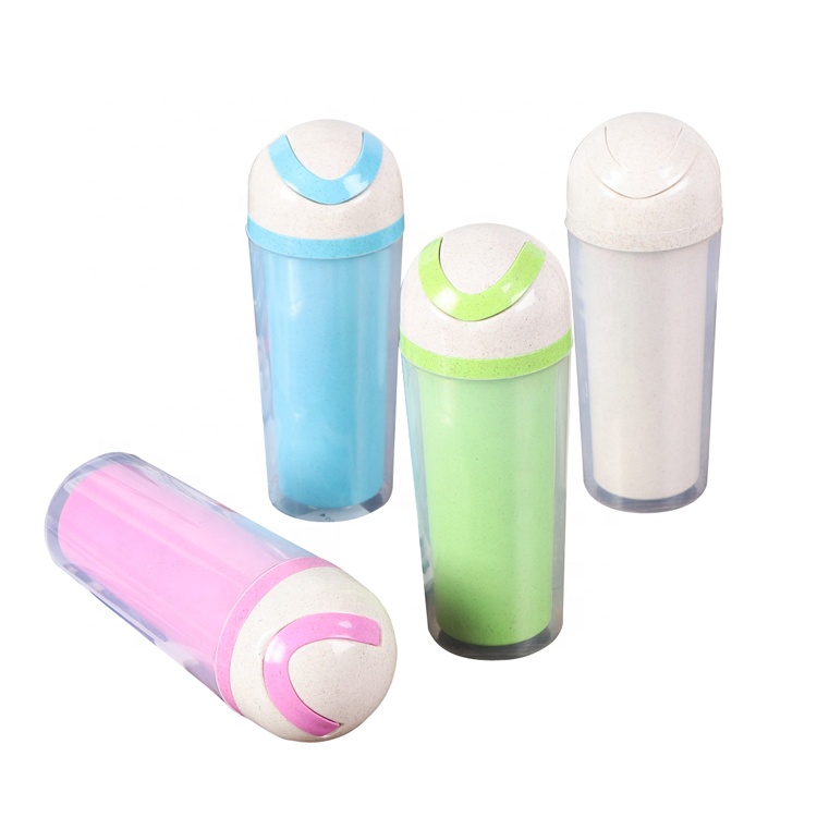 Custom natural eco friendly reusable biodegradable material wheat straw fiber double vacuum cup
