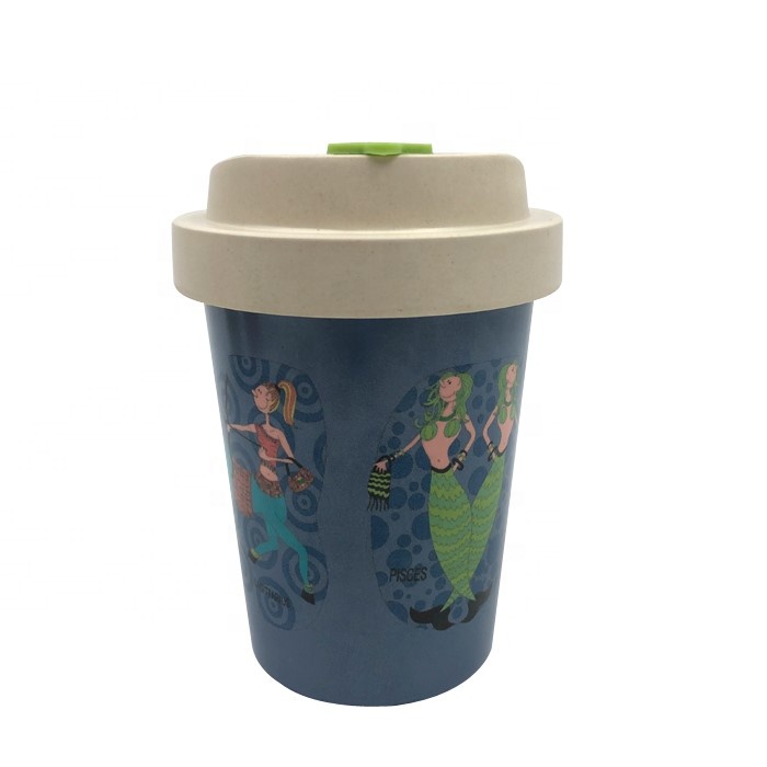 Latest arrival 100% biodegradable 350ml reusable practical ecological  bamboo fiber coffee cup with lid Featured Image