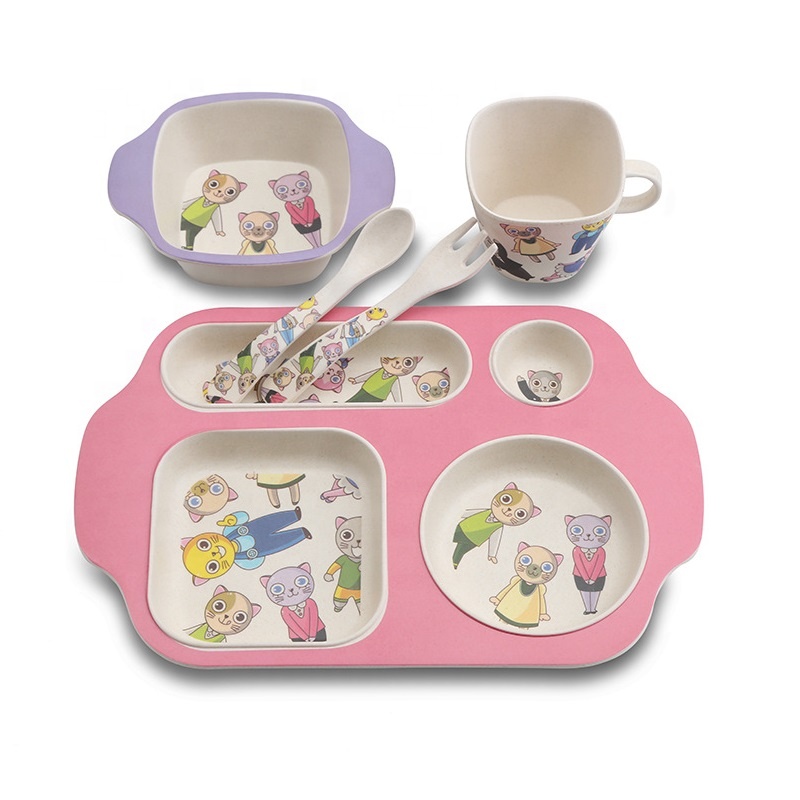 Children's tableware set environmental protection degradable creative cartoon kindergarten meal bowl