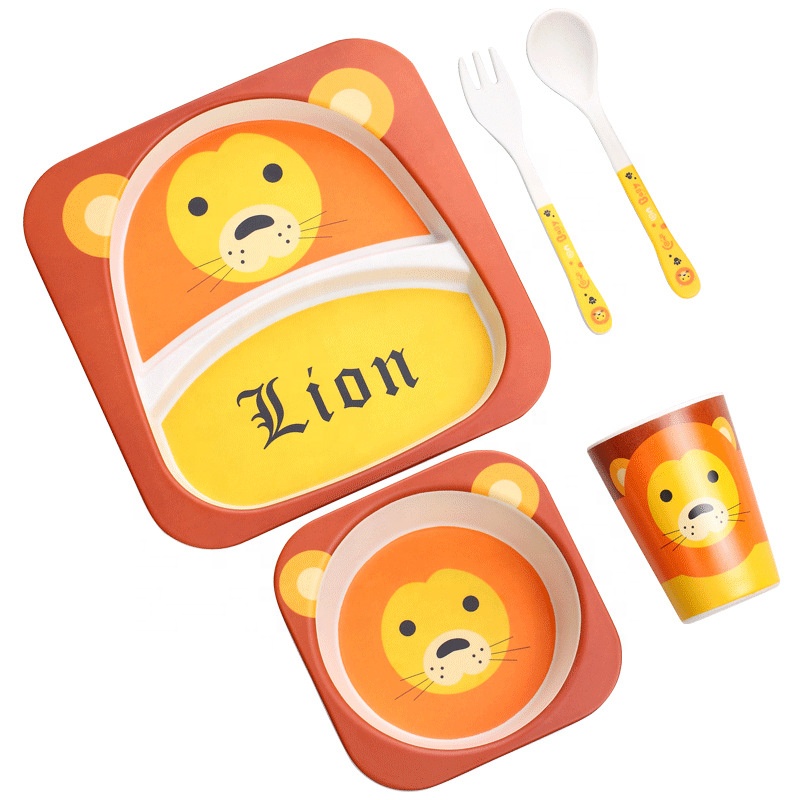 CE Certification Wheat Straw Household Products Manufacturers - Cartoon practical wear and burn resistant children's tableware set skid resistant fall bamboo fiber baby plate – Naike