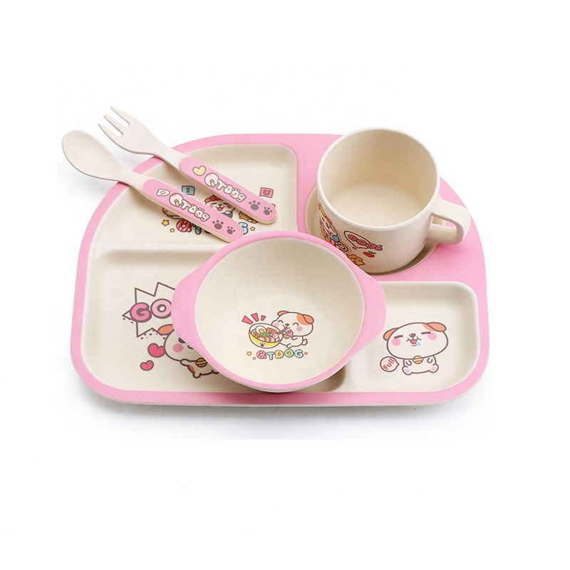 Non slip and crash resistant household cartoon tableware set with high quality and durable degradable dinner bowl Featured Image