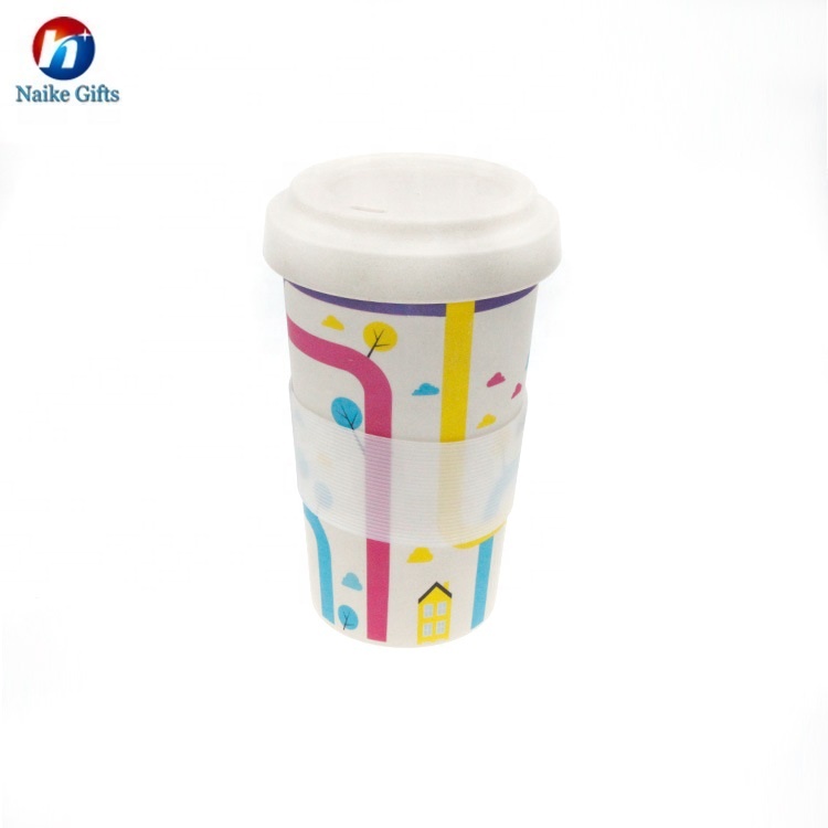 High Quality OEM Wheat Straw Lunch Box Pricelist - Sealed bamboo fiber coffee cup with cover simple fashion environmentally friendly biodegradable water cup – Naike detail pictures