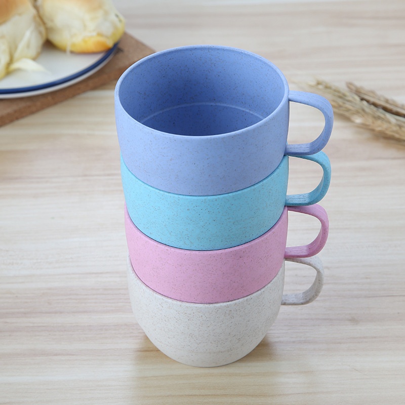 Wheat straw household coffee cup set safe non toxic fashion tableware pure color simple fashion kitchen appliances