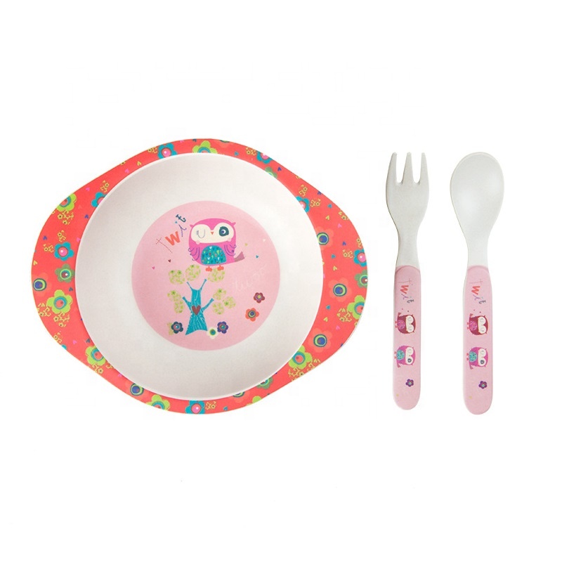 High Quality OEM Kids Bowl Suppliers - Creative cartoon suction cup fork and spoon set health and safety degradable bamboo fiber tableware for children – Naike