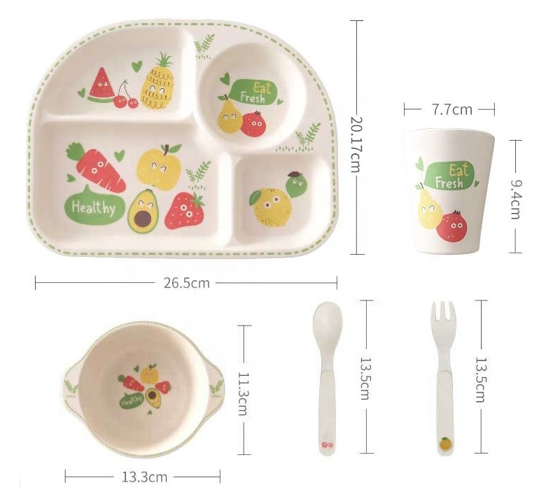 Fashion health safety and biodegradable children's tableware set creative wear resistant solid dining plate