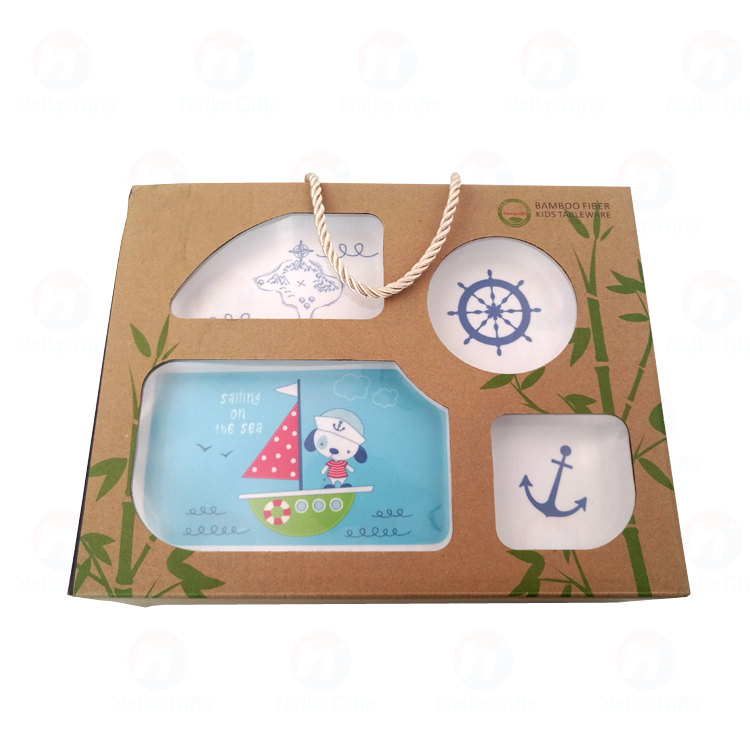 China Wholesale Eco Friendly Lunch Box Manufacturers - Luxury portable edible kids party baby children compostable biodegradable restaurant bamboo fiber tableware set – Naike detail pictures