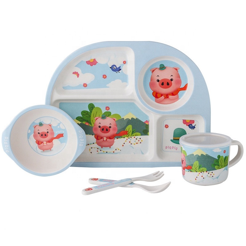 Fashion portable practical children's tableware set anti slip anti fall easy to clean baby's dinner bowl