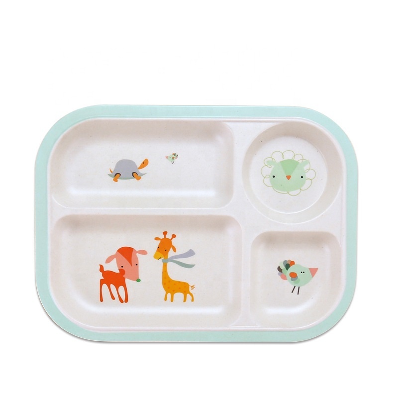 High Quality OEM Children\’s Tableware Manufacturers - Cartoon cute family biodegradable children's dinner plate anti skid wear resistant bamboo fiber tableware – Naike