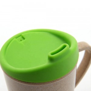 Silicone lid biodegradable rice husk baby kids sippy cup with handle