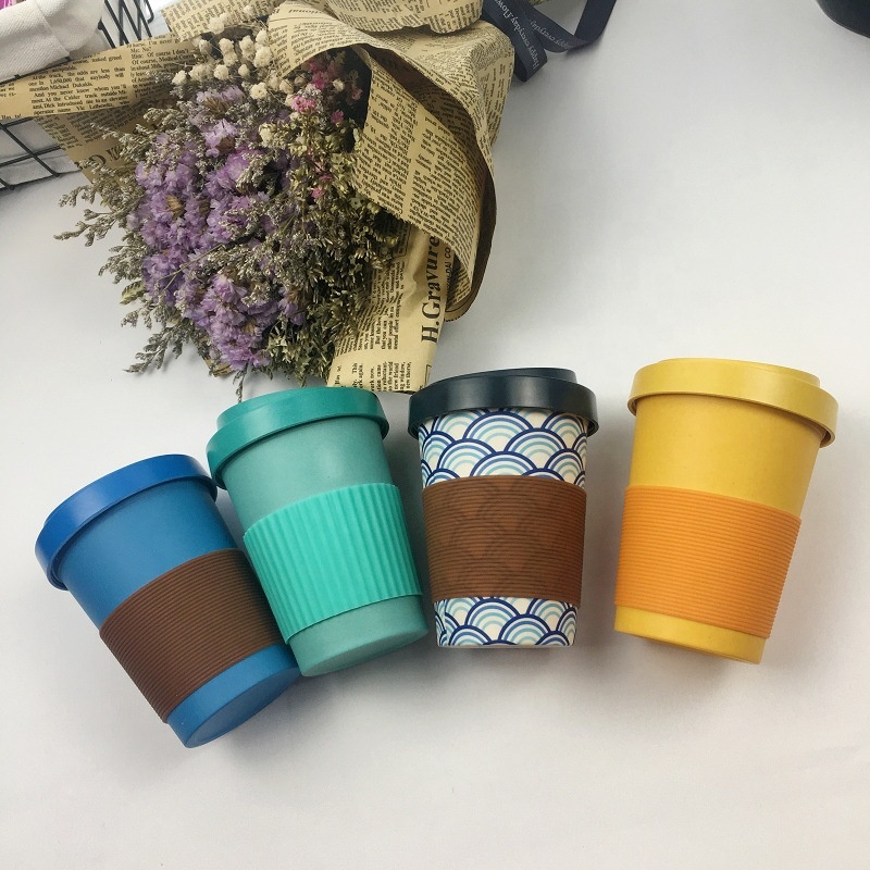 China Promotional custom reusable eco friendly bamboo fiber plastic travel  coffee cup with box Manufacturer and Supplier