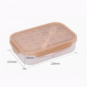 Eco leak proof wheat straw plastic kids school bento lunch box food container with cutlery