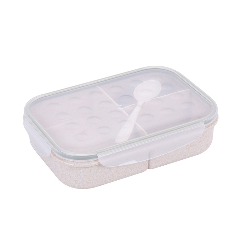 Eco leak proof wheat straw plastic kids school bento lunch box food container with cutlery Featured Image