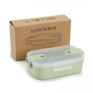3 compartment BPA free wheat straw plastic kids school bento lunch box food container