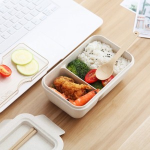 Eco friendly wheat straw plastic kids school bento lunch box food container set
