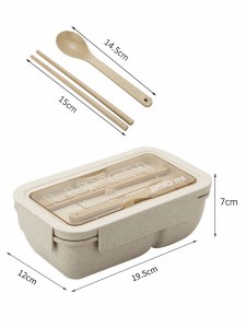 Eco friendly wheat straw plastic kids school bento lunch box food container set