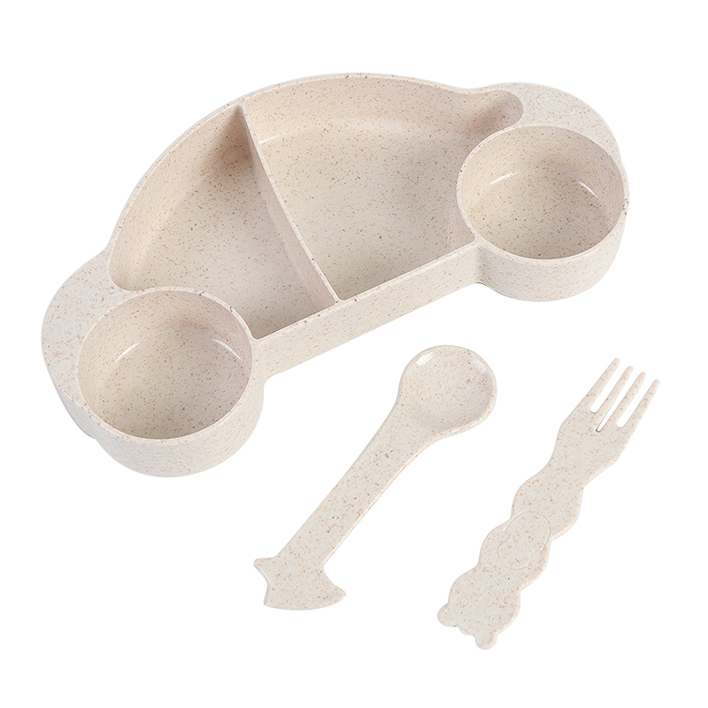 High Quality OEM Wheat Straw Cutlery Set Manufacturers - Divided eco friendly BPA free wheat straw plastic baby kids food plate set – Naike