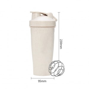 Custom logo blank eco wheat straw plastic gym protein shaker bottle shaker cup