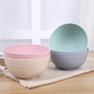 Custom logo eco friendly wheat straw plastic japanese rice bowl soup bowl set