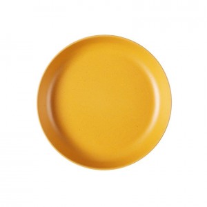 Unbreakable round reusable eco friendly bamboo fiber melamine plastic party dinner food fruit plate dishes